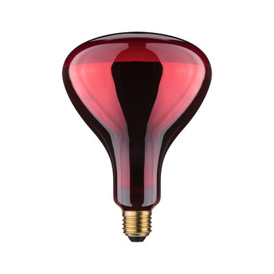 Rote Glühbirne mit breitem Reflektor und E27-Fassung aus Glas für dekorative Beleuchtung