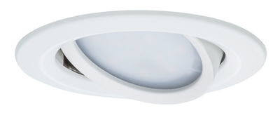 White recessed spotlight made of plastic with adjustable head for flexible room lighting