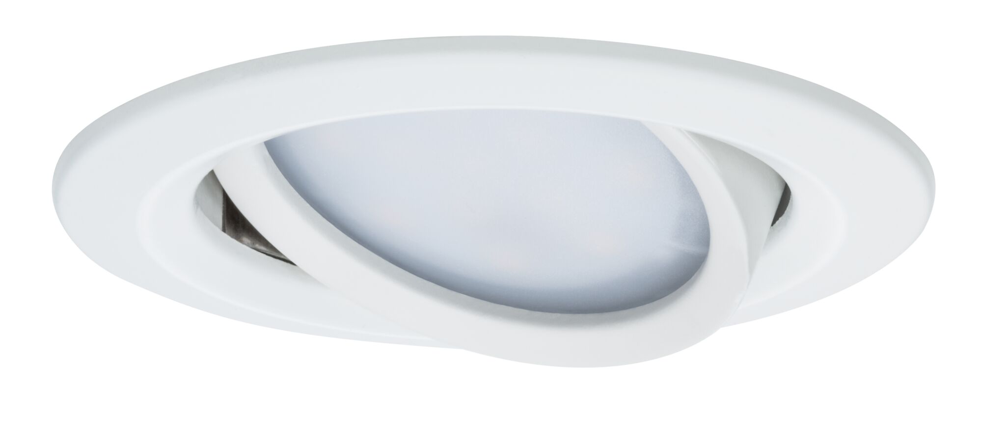 White recessed spotlight made of plastic with adjustable head for flexible room lighting