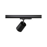 Black metal LED spotlight on track system for flexible indoor lighting solutions