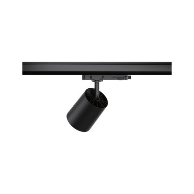 Black metal LED spotlight on track system for flexible indoor lighting solutions