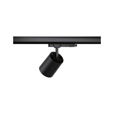 Black metal LED spotlight on track system for flexible indoor lighting solutions