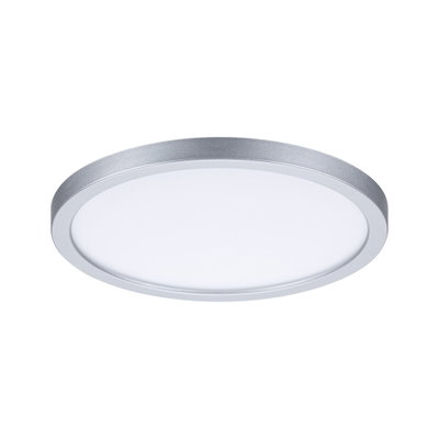 Round LED ceiling light with silver aluminum frame and white diffuser for modern room lighting