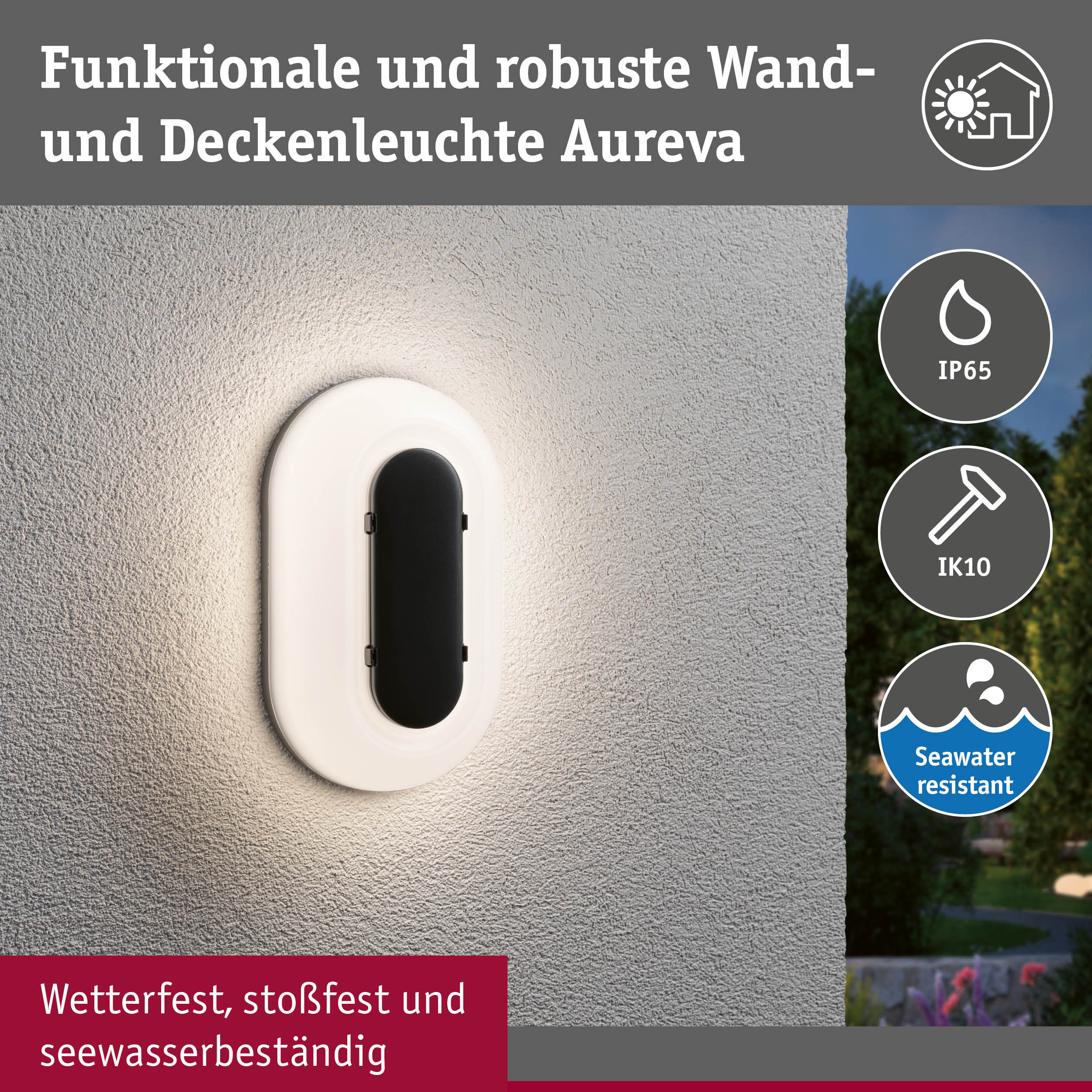 LED Außenwandleuchte Elunor IP65 länglich 122x212mm 2200 - 4000K 18,5W 1460lm 230V Anthrazit/Weiß Polycarbonat