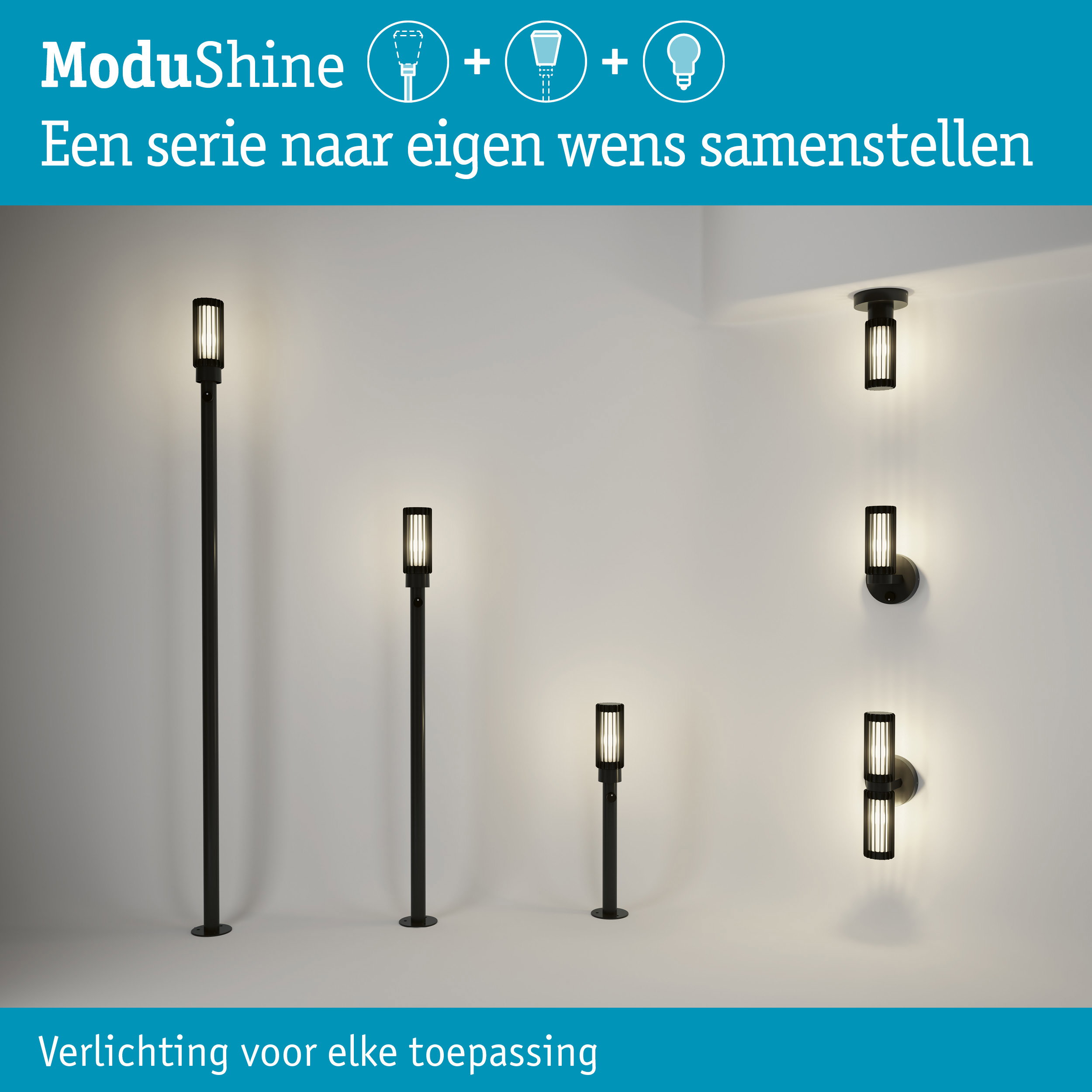 Set ModuShine Paaltje Ferina hoog met sensor Antraciet