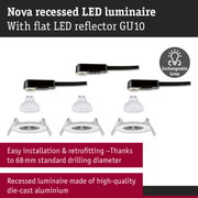 Nova recessed LED luminaire in white die-cast aluminium with black GU10 LED reflector for energy-efficient lighting