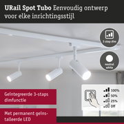 Witte URail Spot Tubo LED-spot met geïntegreerde 3-staps dimfunctie voor moderne binnenverlichting