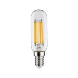 Clear LED bulb with E14 base and yellow filaments for energy-efficient lighting