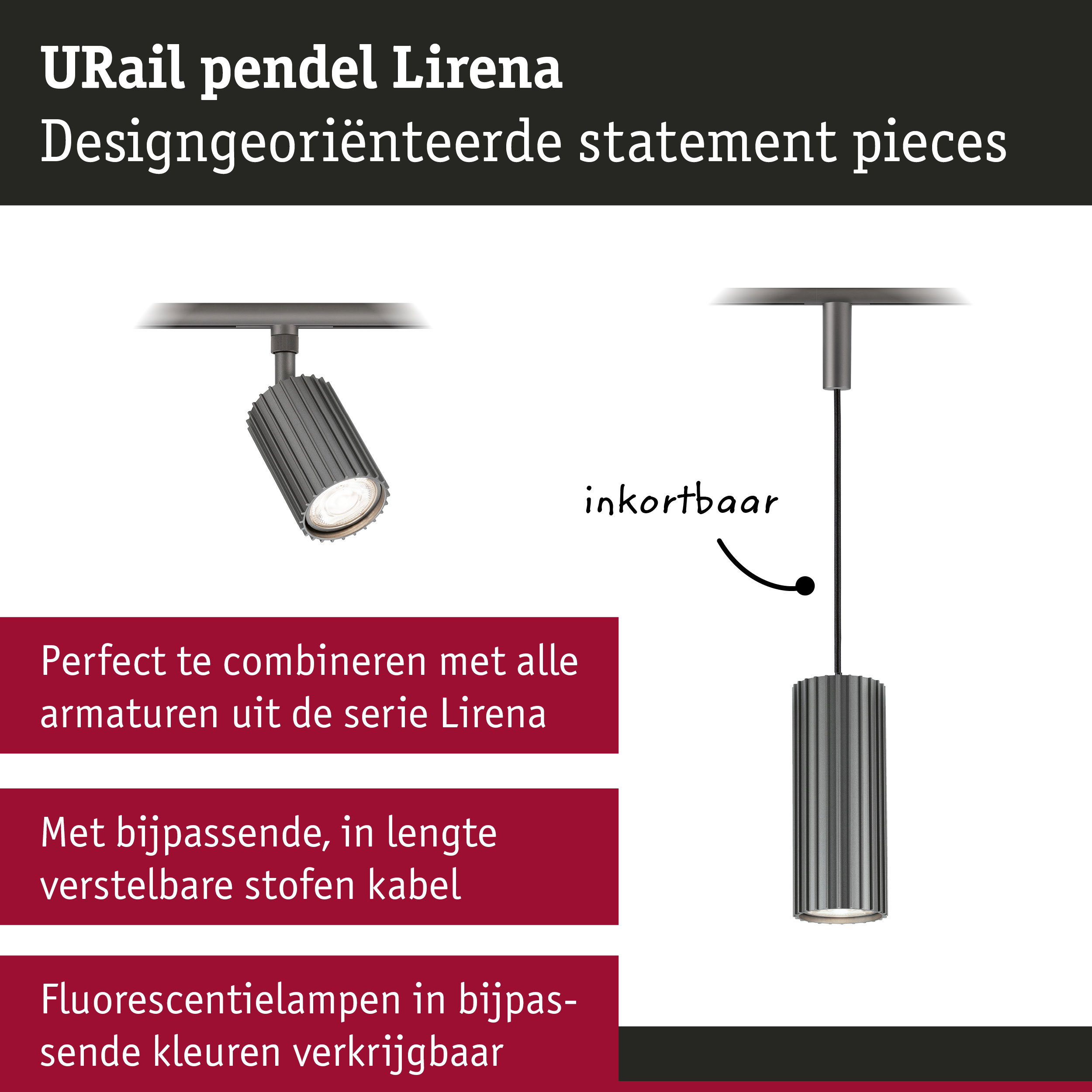 URail Pendels Lirena GU10 max. 10W 230V Titaanium