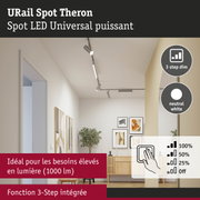 Spot LED URail Theron argent avec fonction 3-étapes et lumière blanc neutre pour intérieur