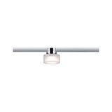 Moderner LED-Spot aus Chrom mit satiniertem Glas an silberner Schiene für flexible Beleuchtung
