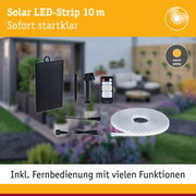 Solar LED-Strip 10 m mit Fernbedienung und warmweißem Licht für energiesparende Außenbeleuchtung