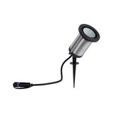 Edelstahl-Gartenstrahler mit schwarzem Erdspieß und Kabel für Außenbeleuchtung und LED-Beleuchtung