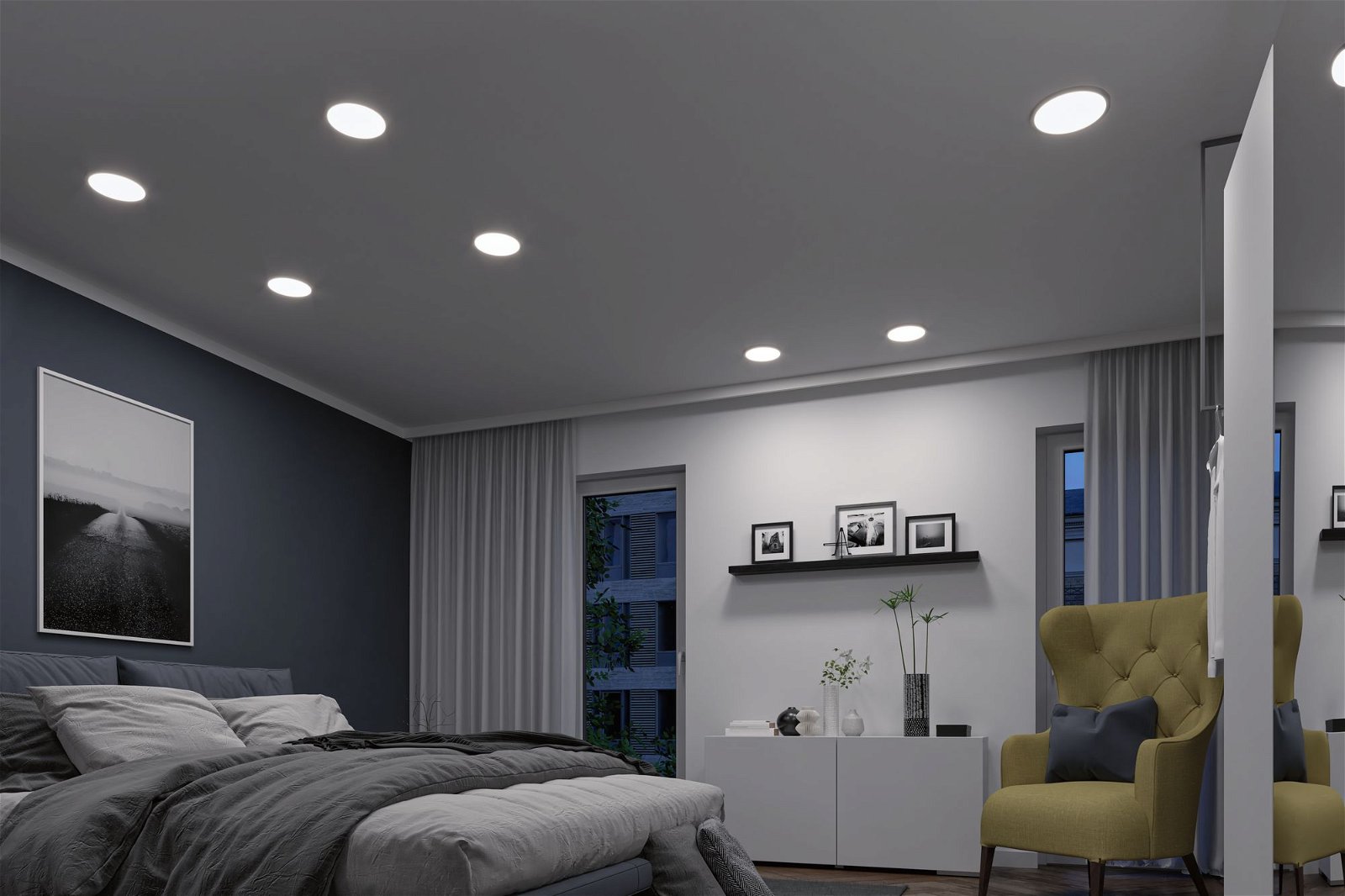 VariFit LED-inbouwpaneel Smart Home Zigbee Areo IP44 rond 230mm 16W 1400lm Tunable White Chroom mat dimbaar