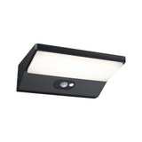Schwarze LED-Wandleuchte mit Bewegungsmelder und weißem Diffusor für Außenbereiche