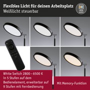 Schwarze LED-Schreibtischlampe mit dimmbarem Weißlicht und Fernbedienung für flexibles Arbeitslicht