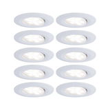 Set of ten white LED recessed spotlights with adjustable heads for versatile lighting