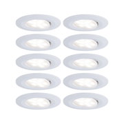 Sechs weiße LED-Einbaustrahler mit schwenkbarem Kopf für flexible Raumbeleuchtung