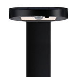 Black metal solar light with motion sensor and LED for outdoor use and garden lighting