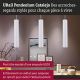Trois suspensions blanches en métal URail Catalejo avec ampoule GU10, éclairage moderne pour pièces à vivre