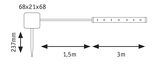 Technical drawing showing dimensions of power strip cable with ground spike and 3 m length