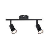 Plafonnier LED noir en métal avec deux spots orientables pour un éclairage moderne
