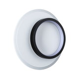 Round LED wall light in white and black metal with modern design for indoor lighting