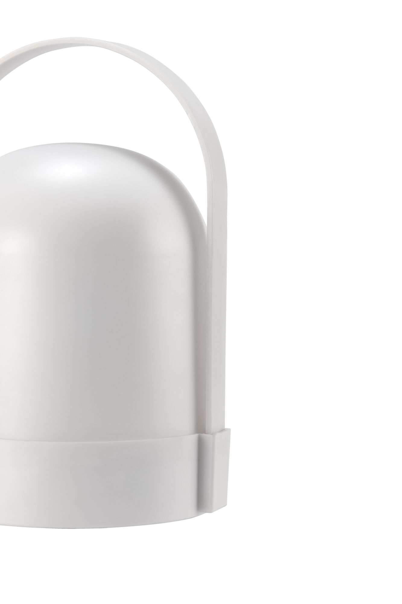 Lampe de table LED blanche moderne avec design arrondi et poignée pratique en plastique