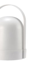 Moderne witte LED-tafellamp met afgerond ontwerp en praktische kunststof handgreep