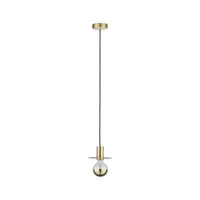 Suspension moderne en laiton avec câble noir et ampoule semi-transparente pour éclairage intérieur