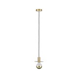 Moderne messing hanglamp met zwarte kabel en halfdoorzichtige lamp voor stijlvolle verlichting thuis