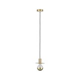 Modern brass pendant light with black cord and half-transparent bulb for stylish home lighting