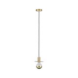 Moderne Pendelleuchte aus Messing mit schwarzem Kabel und halbdurchsichtiger Glühbirne für Wohnräume