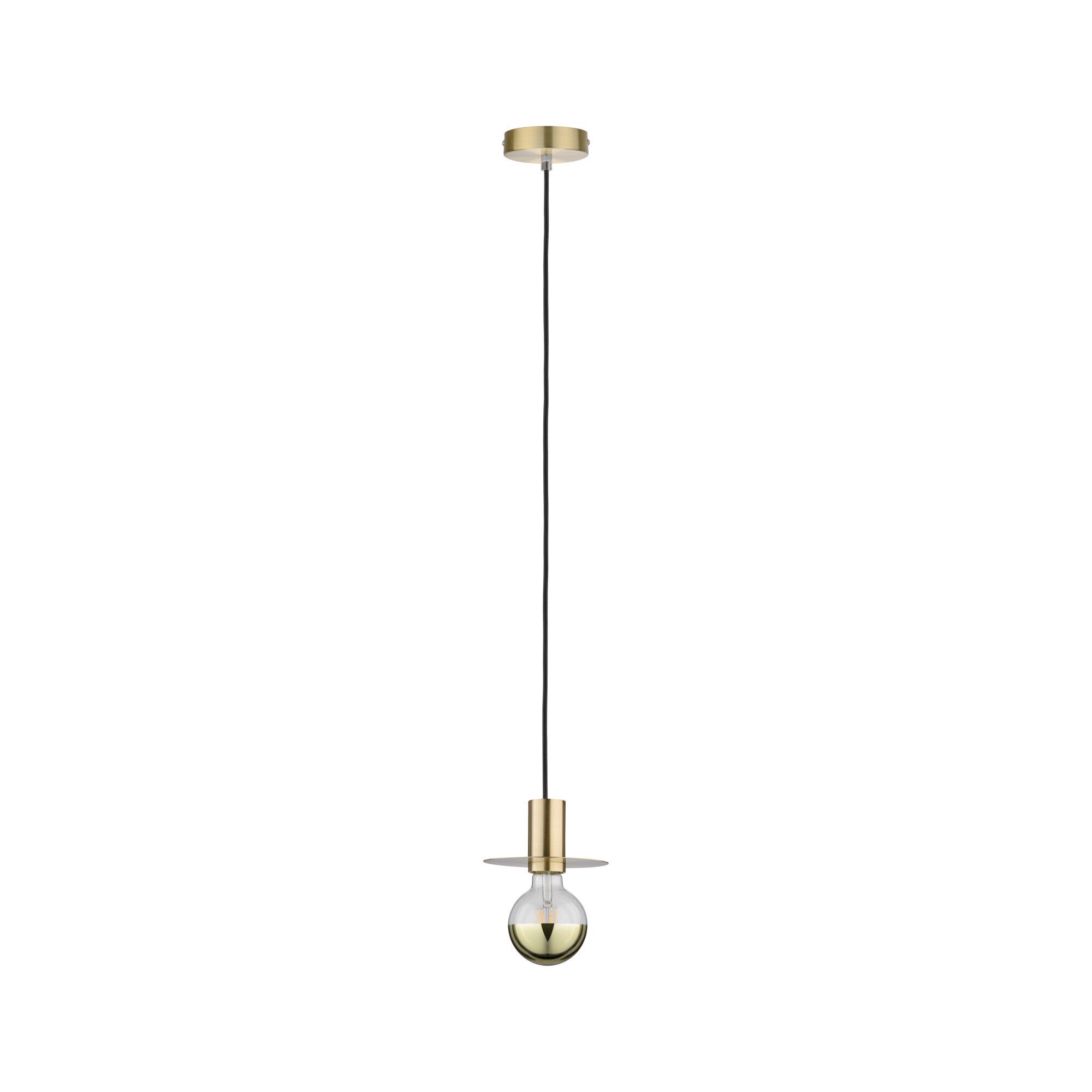 Brass pendant lamp with black cable and decorative bulb for modern lighting design