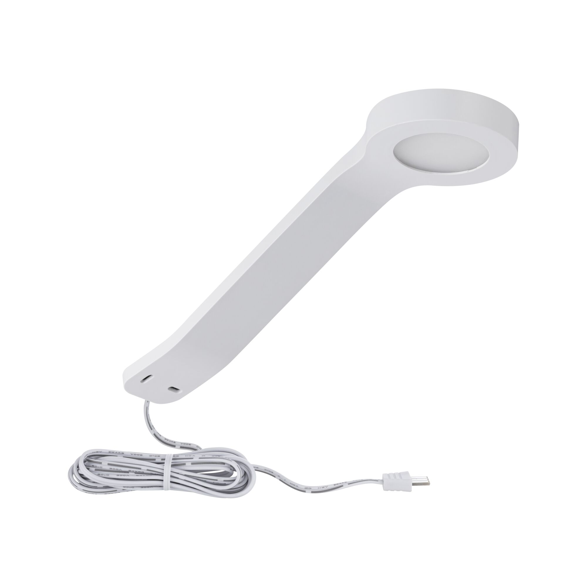 Hvid LED-underbyggelygte med lang ledning og USB-stik til alsidig belysning