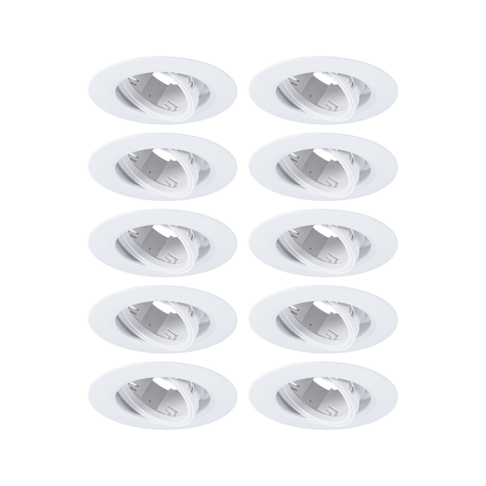 Einbauleuchte 10er-Set schwenkbar rund 90mm 30° GU10 max. 10x10W 230V dimmbar Weiß Zehn weiße Einbaustrahler aus Kunststoff mit schwenkbarem Einsatz für flexible LED-Beleuchtung