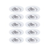 Dix spots encastrés blancs en plastique avec insert orientable pour éclairage LED flexible