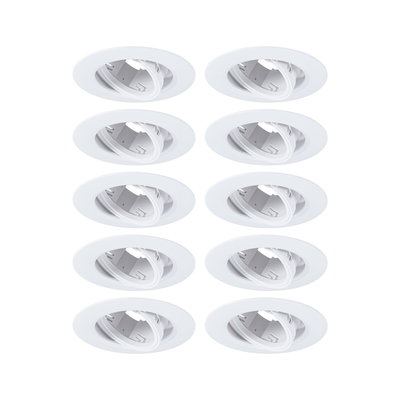 Dix spots encastrés blancs en plastique avec insert orientable pour éclairage LED flexible