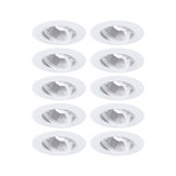 Dix spots encastrés blancs en plastique avec insert orientable pour éclairage LED flexible