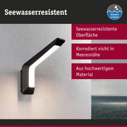 Schwarze LED-Wandleuchte mit seewasserresistenter Oberfläche für Außenbereiche am Meer