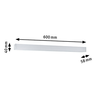 White LED wall-mounted light in aluminum 600x40x58 mm with sleek design for indoor lighting