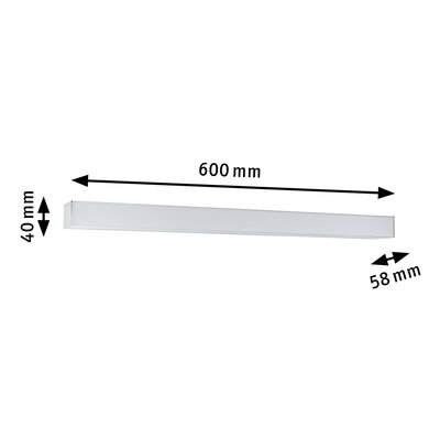 Applique murale LED blanche en aluminium 600x40x58 mm au design épuré pour éclairage intérieur