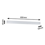 White LED wall light made of aluminium, 600 mm long and 40 mm high for modern indoor lighting