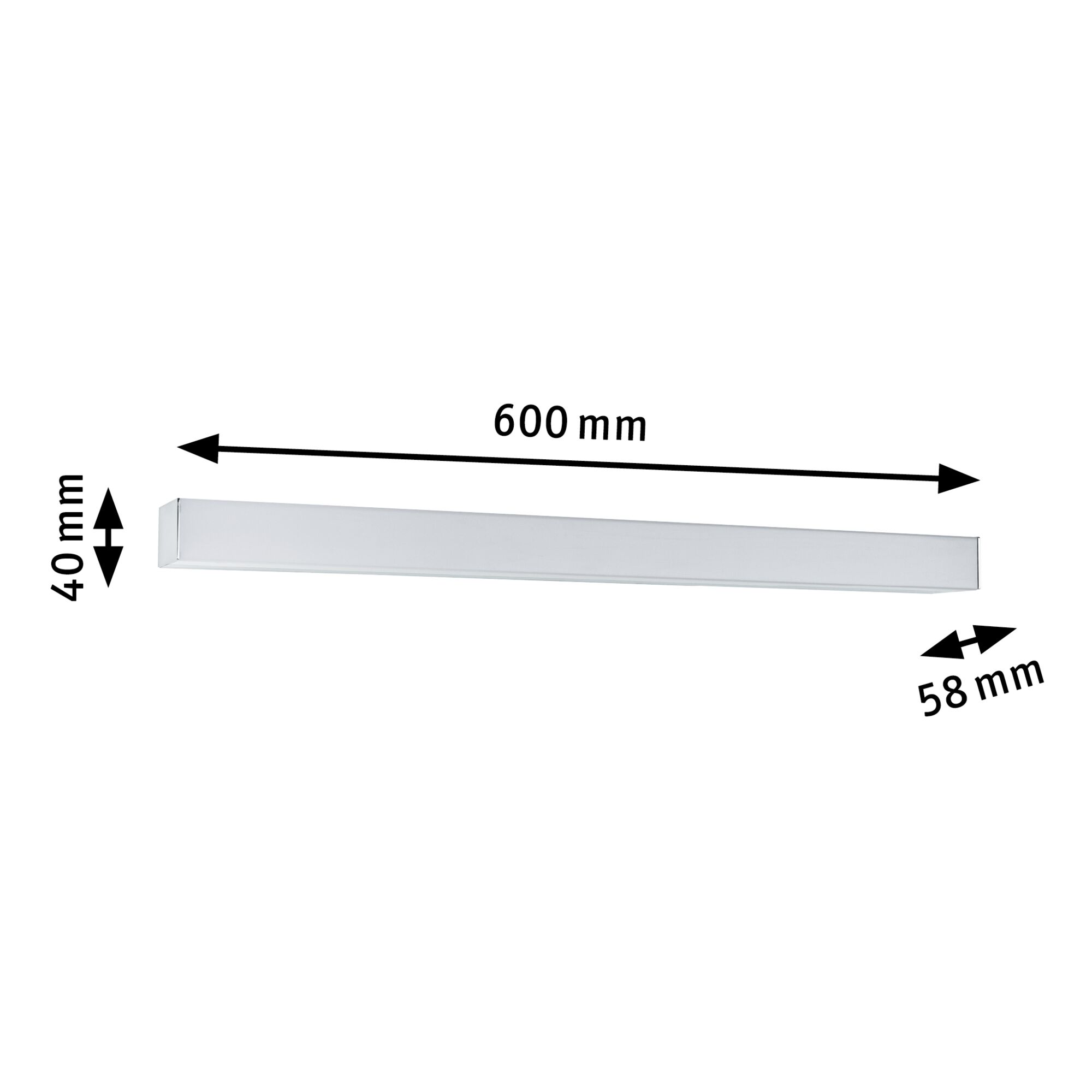Applique murale LED blanche en aluminium de 600 mm de long et 40 mm de haut pour éclairage intérieur moderne