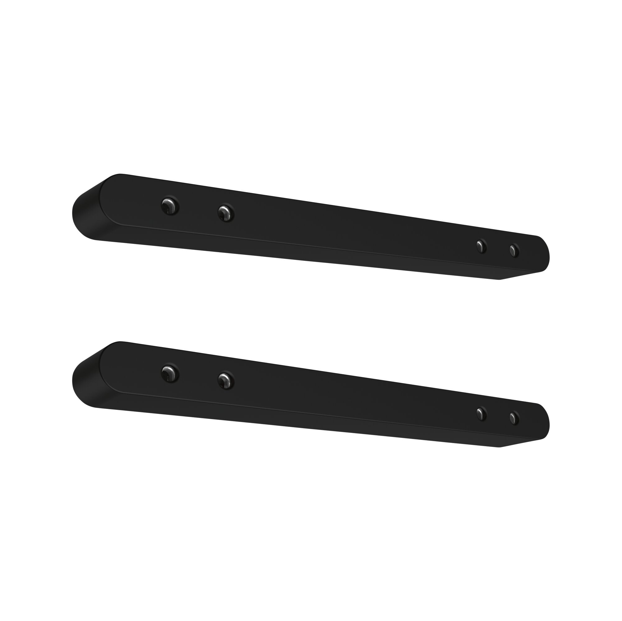 Zwei schwarze Aluminium-Wandleuchten mit abgerundeten Enden und Schrauben für moderne Innenbeleuchtung
