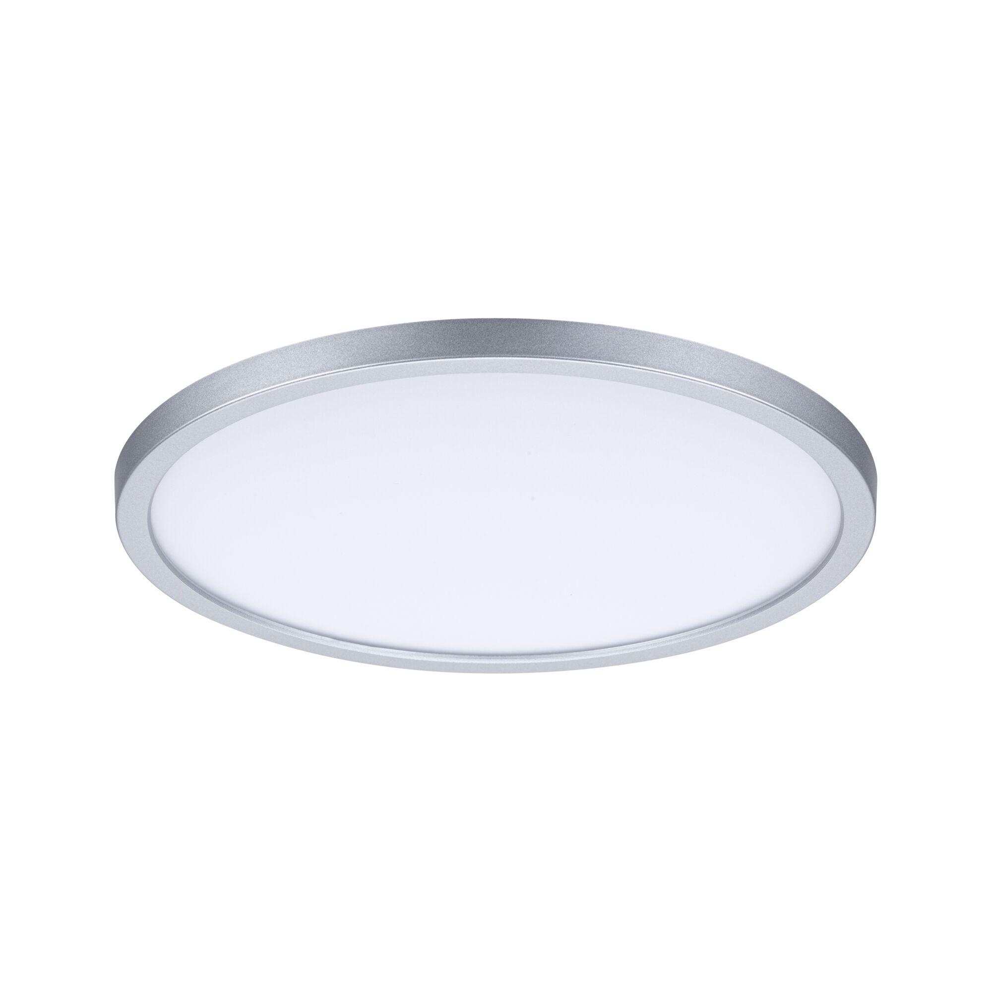 Plafonnier LED rond avec cadre en aluminium argenté et diffuseur blanc pour éclairage moderne
