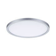 Plafonnier LED rond avec cadre en aluminium argenté et diffuseur blanc pour éclairage moderne