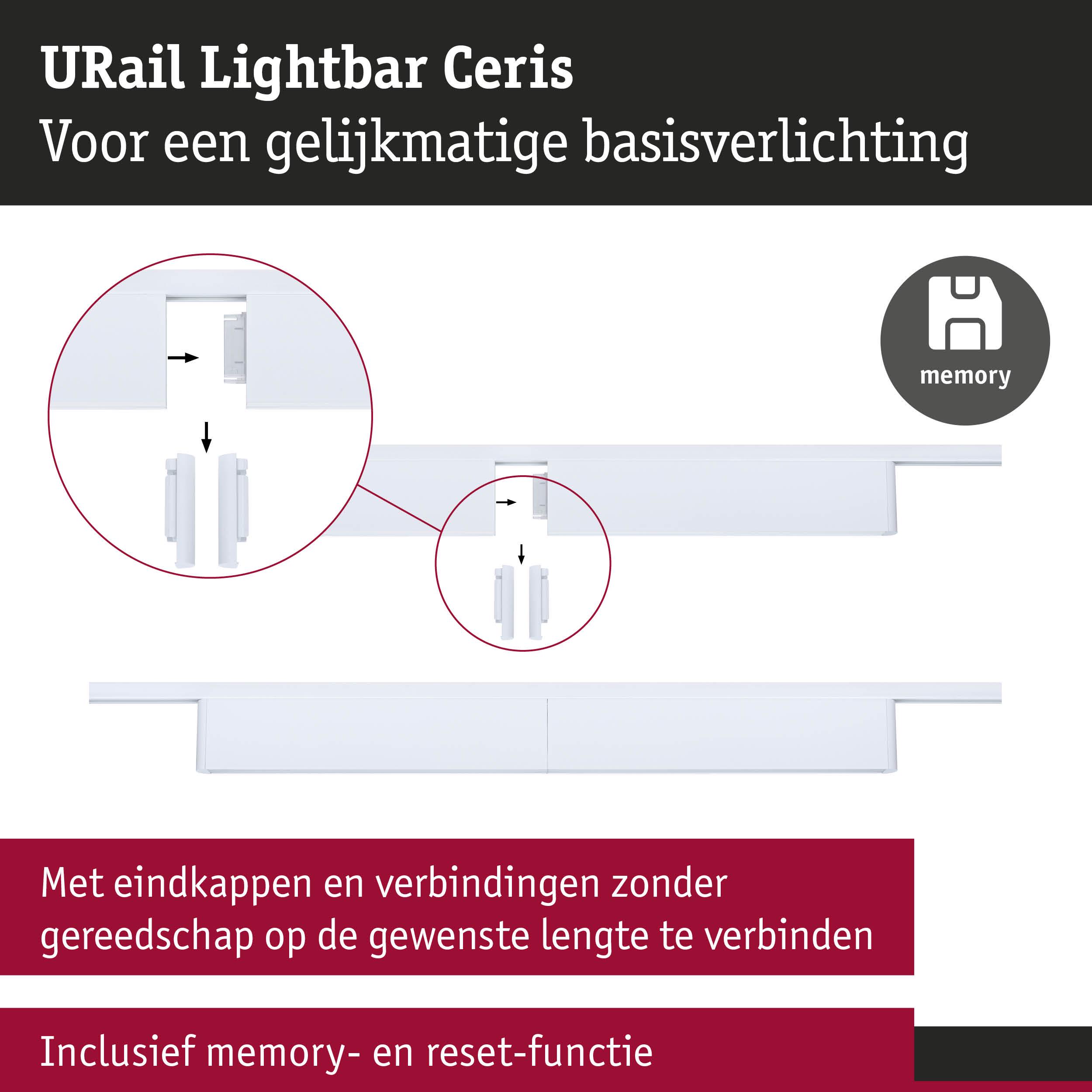Witte URail Lightbar Ceris aluminium lichtbalk met memory- en resetfunctie voor gelijkmatige basisverlichting