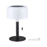 Lampe de table moderne avec verre blanc et base en métal noir, câble USB inclus pour éclairage LED