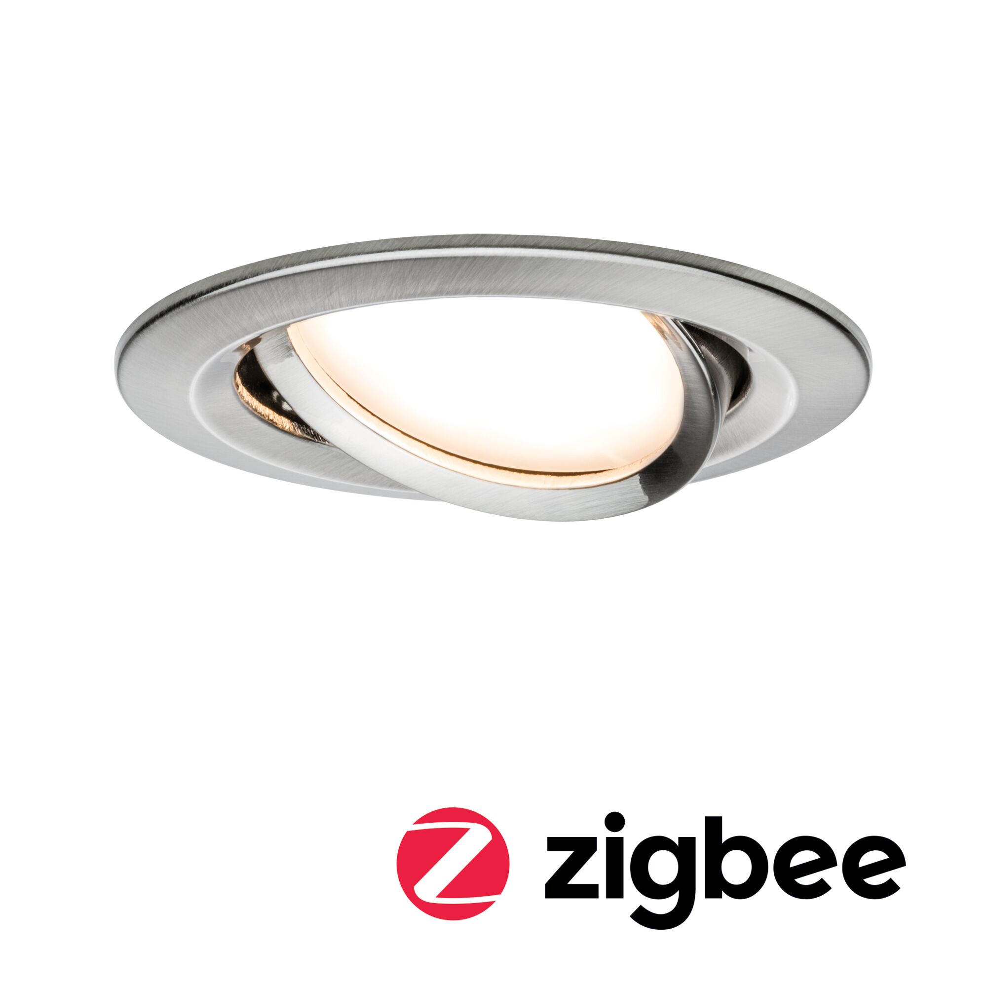 Smart Home Zigbee 3.0 Round brushed stainless steel spotlight with warm white LED light and adjustable swivel design